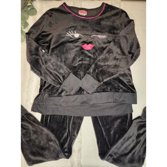 Kate Spade Velour Pajama Set in Black - Picture 1 of 10